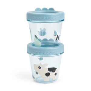 Done by Deer® posodice za otroško hrano Tiny Farm 2 kosa – Blue