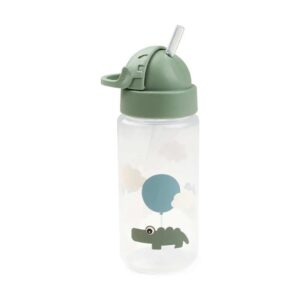 Done by Deer® steklenička s slamico Happy Clouds 350 ml – Green