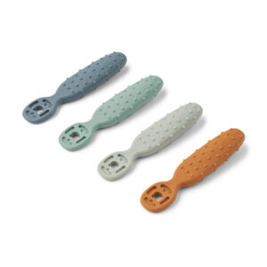 Liewood® učne silikonske žličke Caelia – Whale Blue Multi Mix